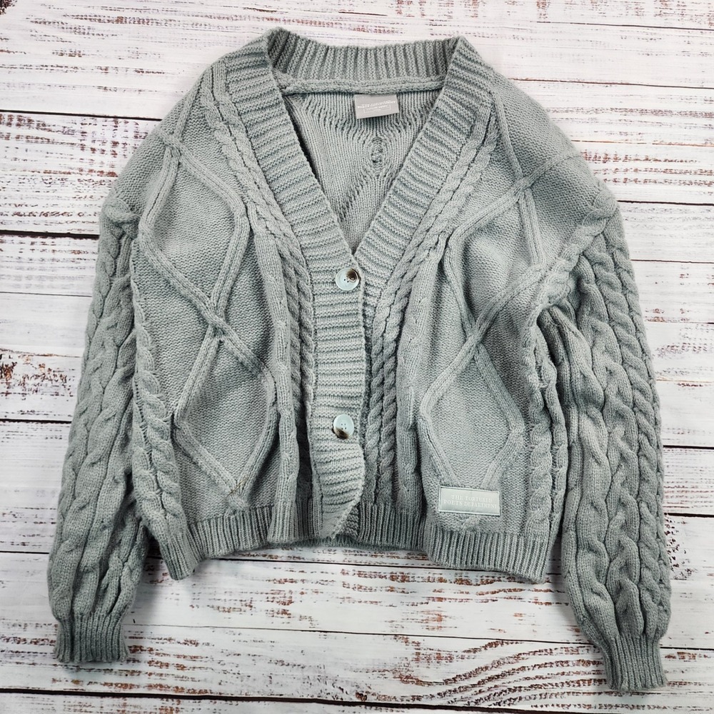 Taylor Swift The Tortured Poets Department TTPD Cardigan XS/S Gray Cable Knit
